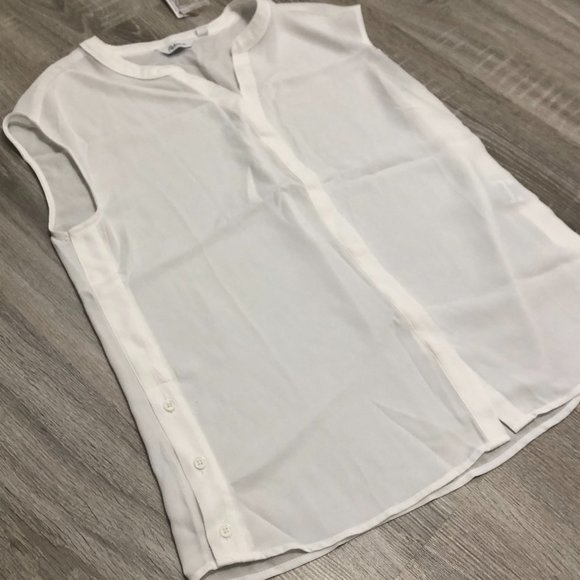 Reitmans NWT Sleeveless Blouse Sheer Size XS Button Top White - Picture 3 of 5